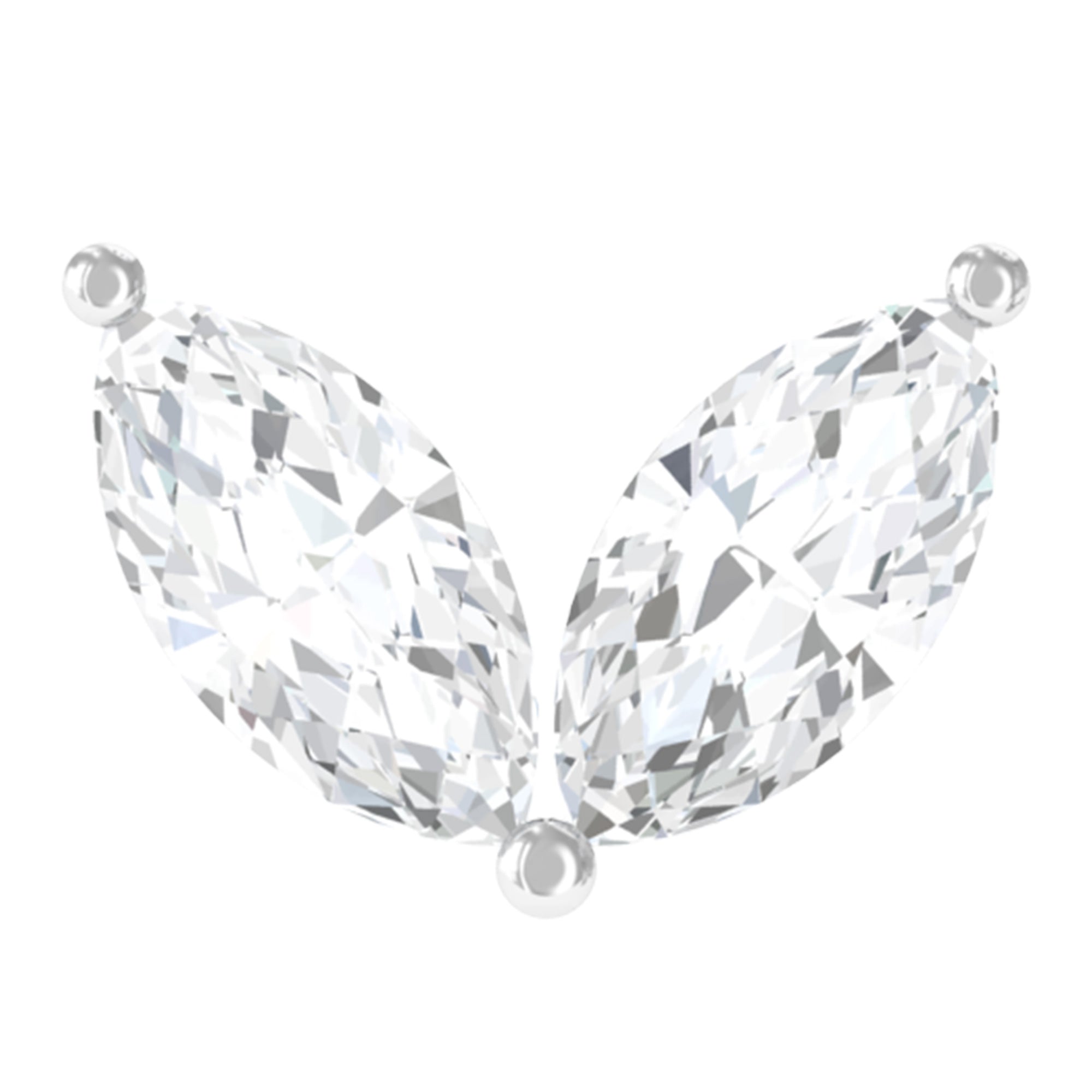 Marquise Cut Moissanite Two Stone Leaf Helix Earring