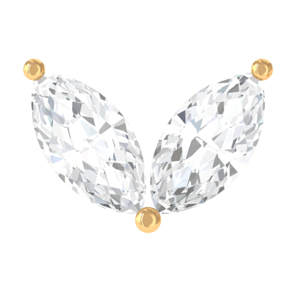 Marquise Cut Moissanite Two Stone Leaf Helix Earring