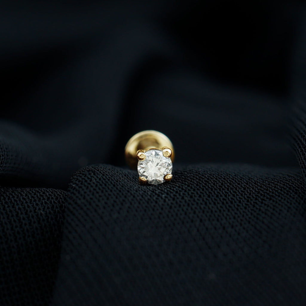 Tiny Round Moissanite Conch Earring with Flat Back