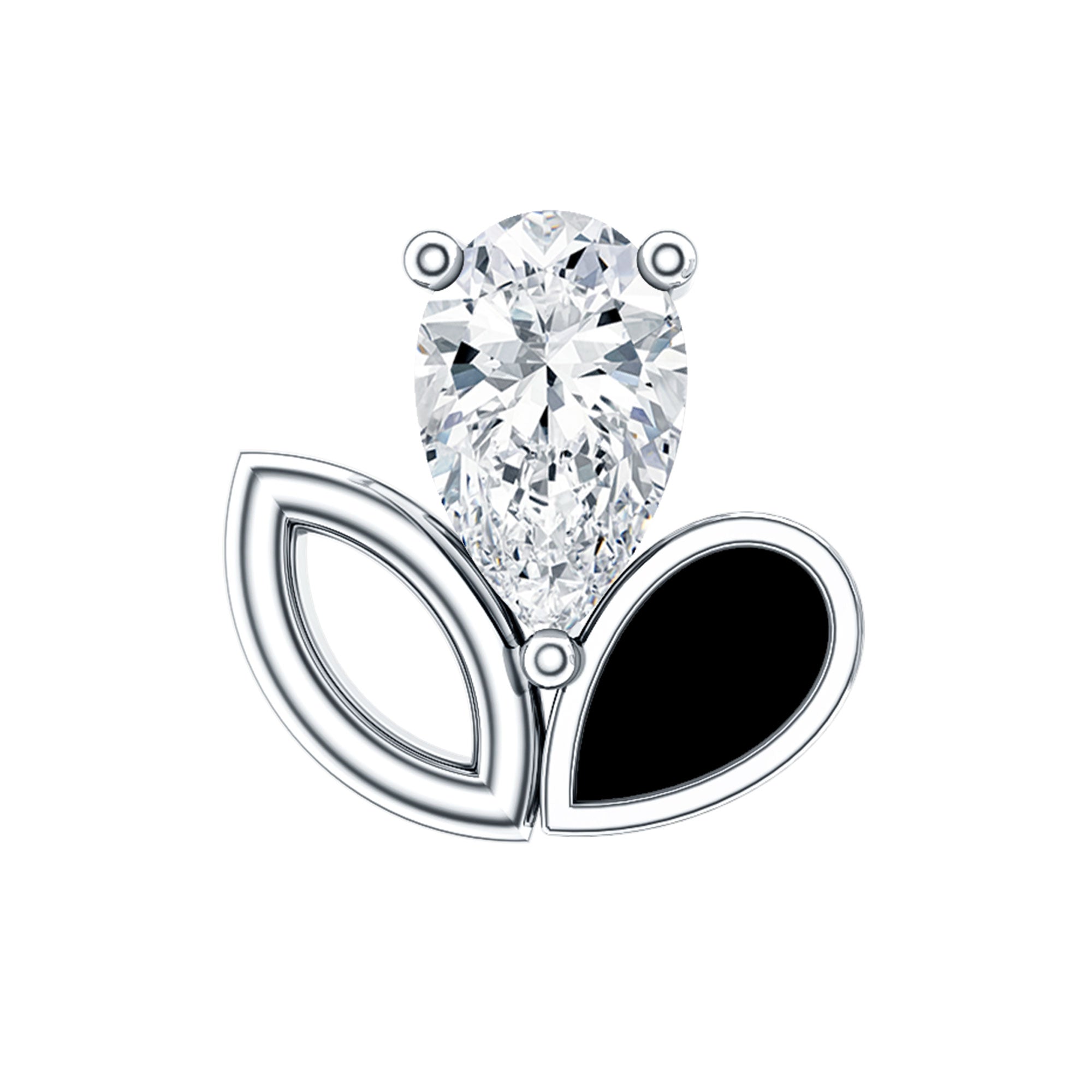Pear Cut Moissanite Cartilage Earring with Black Enamel