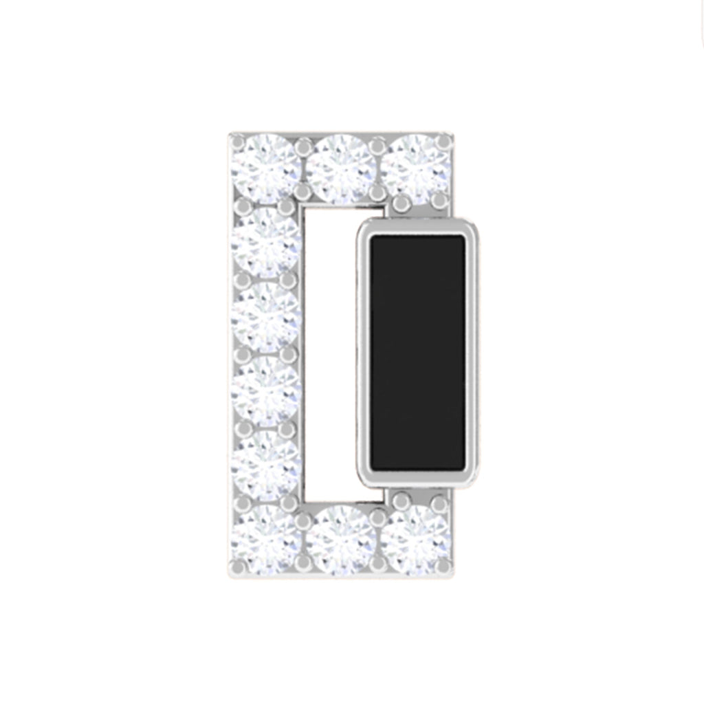 Diamond Bar Tragus Earring with Black Enamel