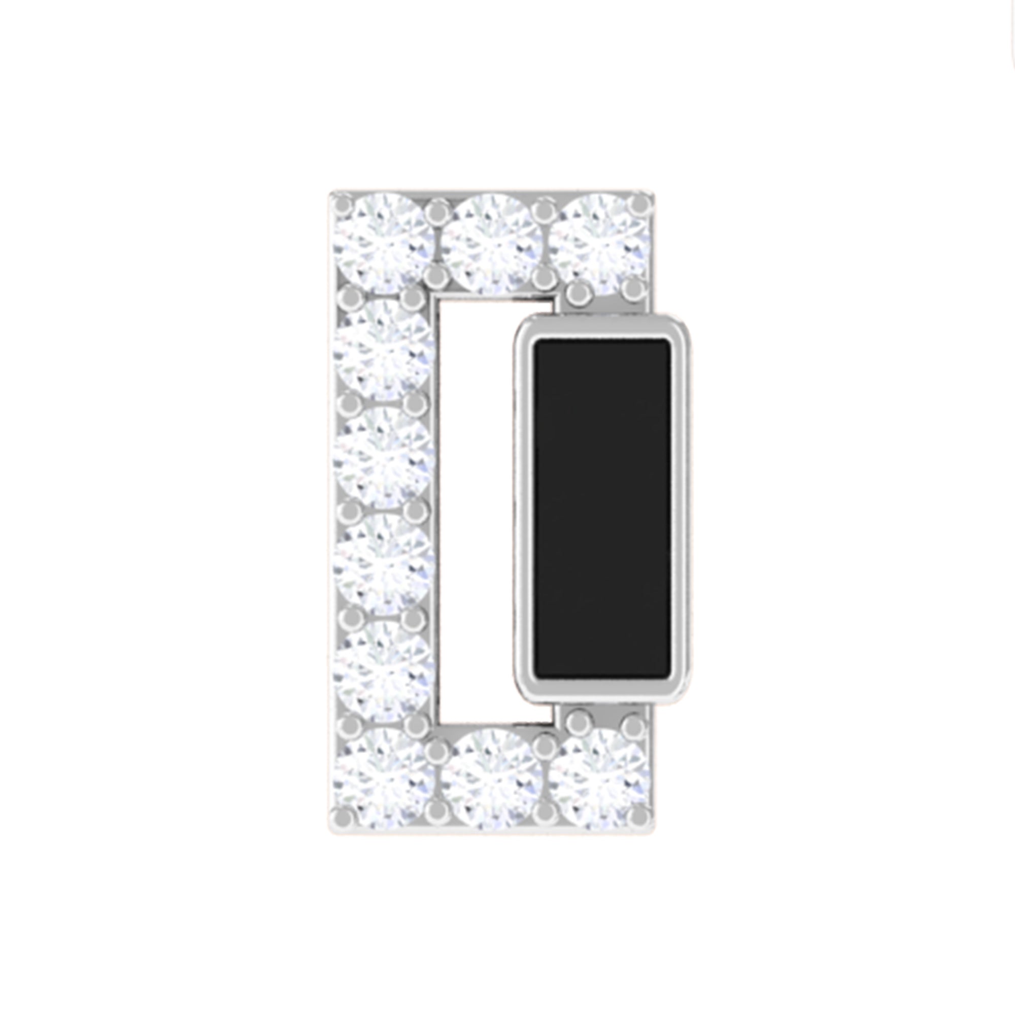 Diamond Bar Tragus Earring with Black Enamel