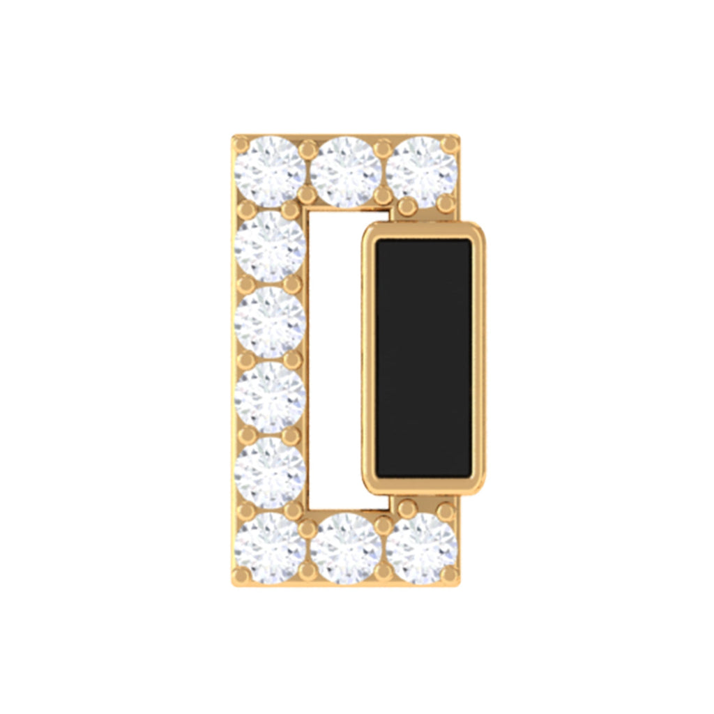 Diamond Bar Tragus Earring with Black Enamel