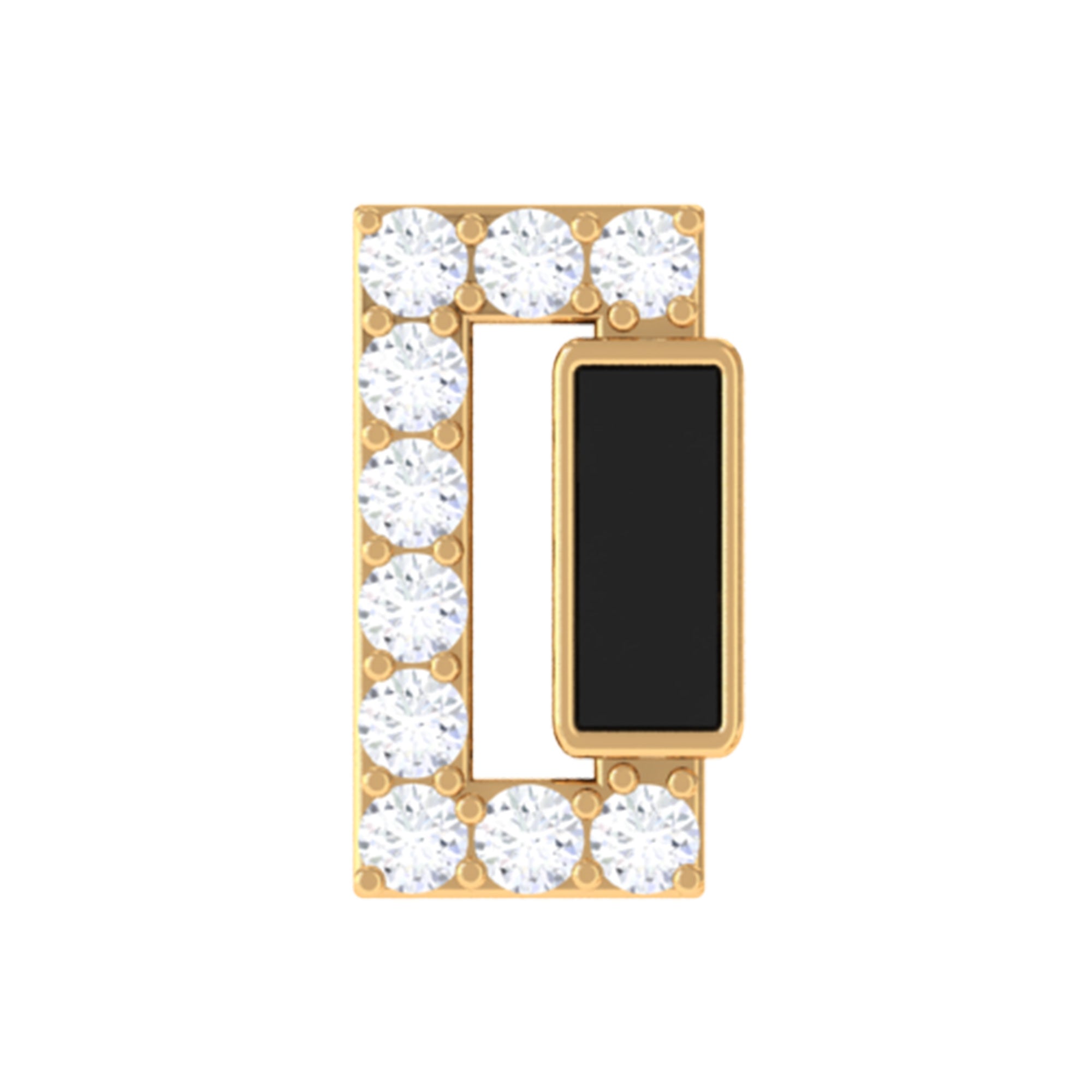 Diamond Bar Tragus Earring with Black Enamel