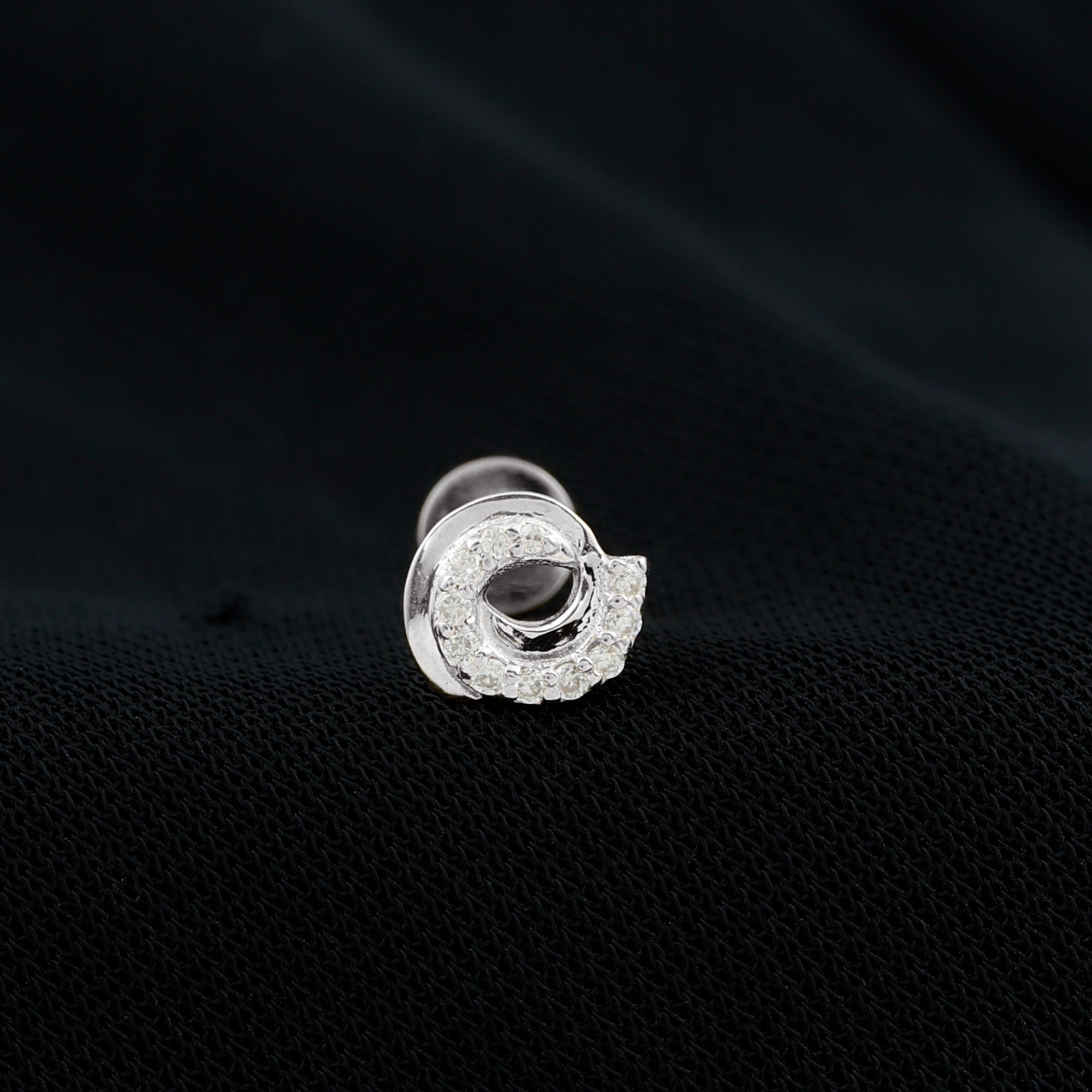Moissanite Swirl Earring for Second Hole Piercing