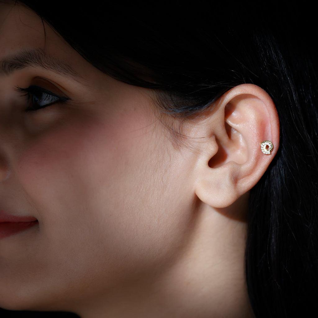 Moissanite Swirl Earring for Second Hole Piercing