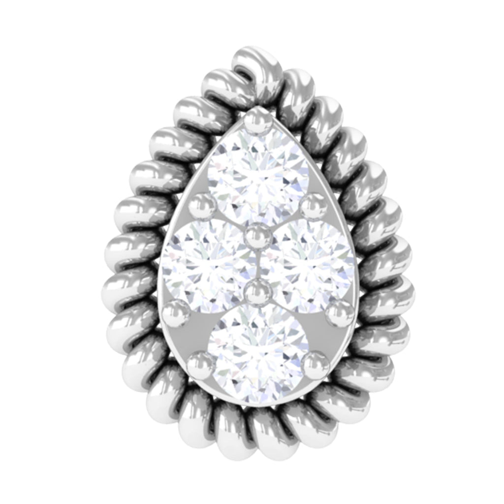 Real Diamond Teardrop Helix Earring with Twisted Rope Frame
