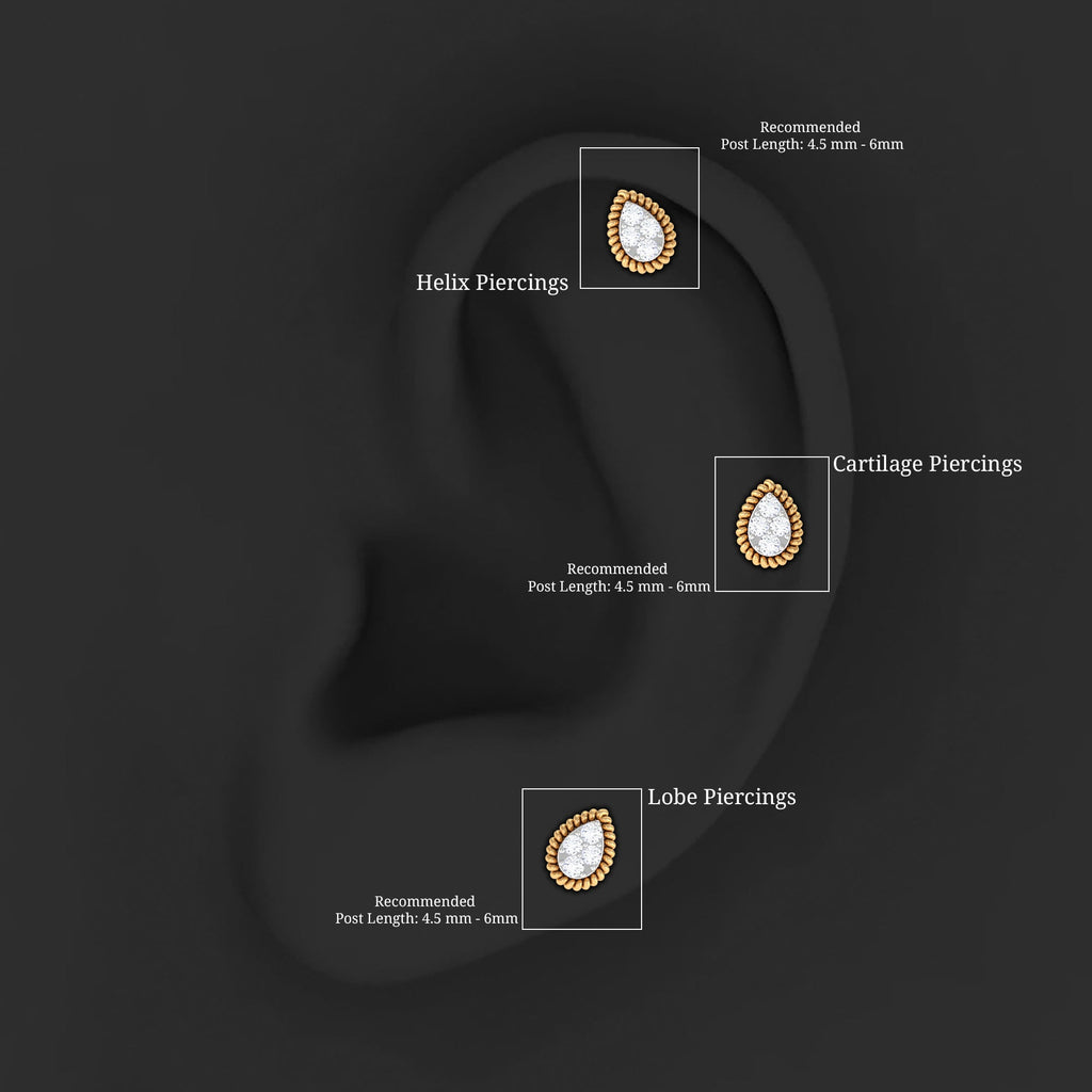 Real Diamond Teardrop Helix Earring with Twisted Rope Frame