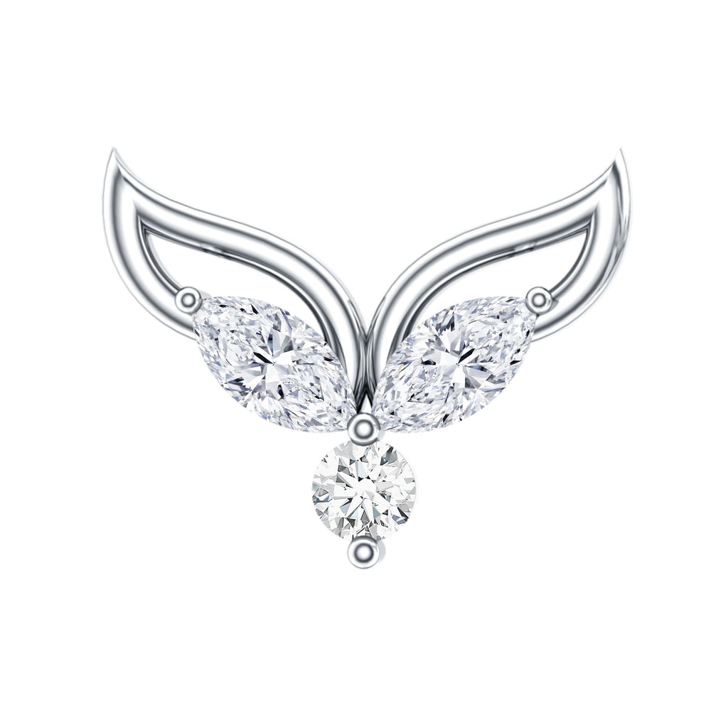 Certified Moissanite Fishtail Earring for Cartilage Piercing