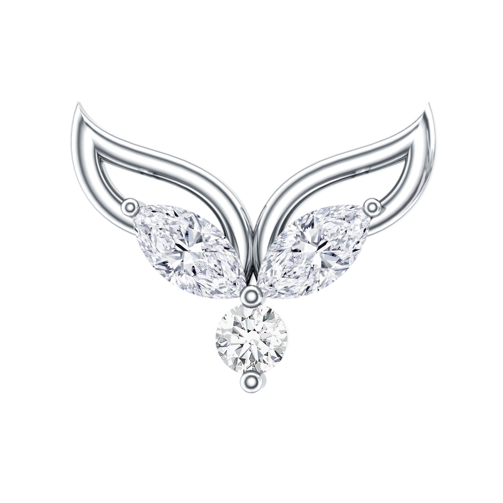 Certified Moissanite Fishtail Earring for Cartilage Piercing