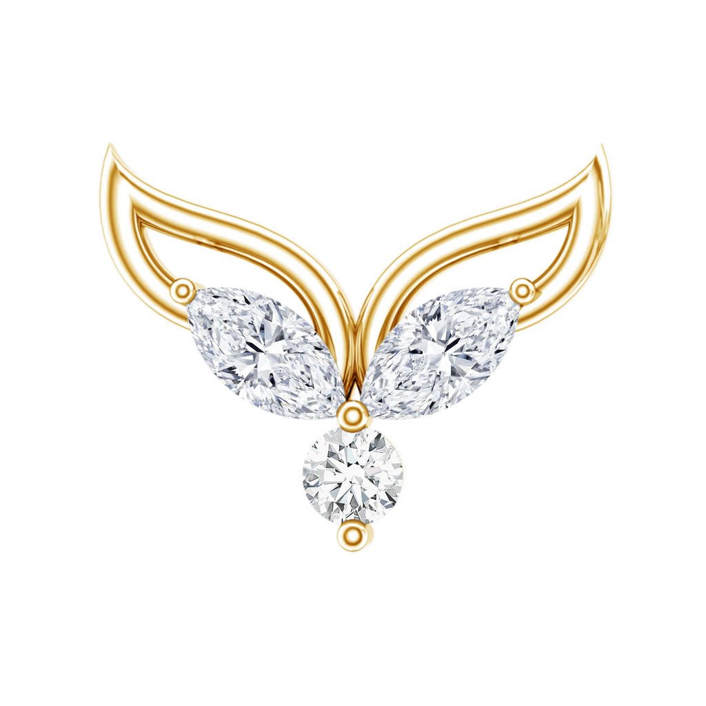 Certified Moissanite Fishtail Earring for Cartilage Piercing