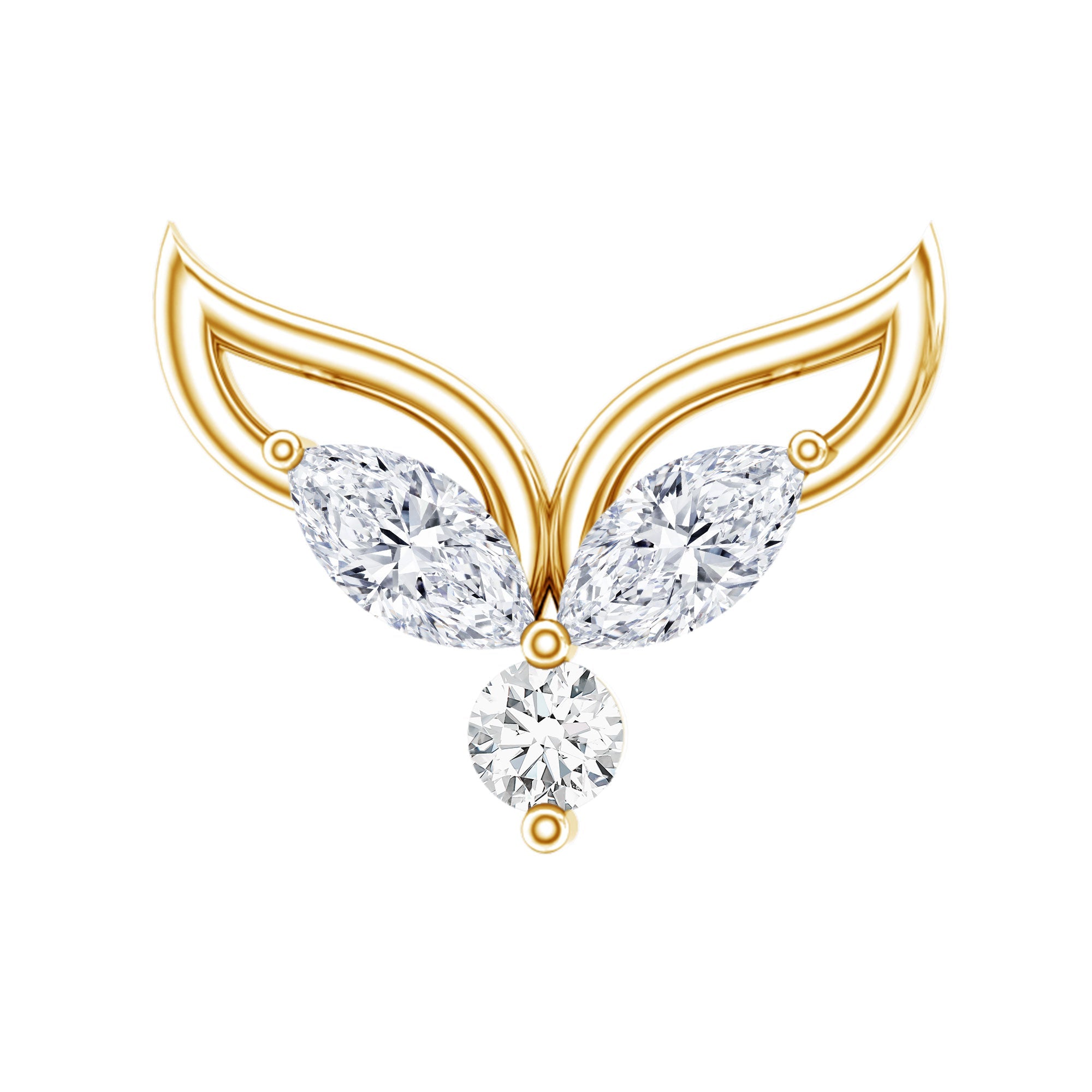 Certified Moissanite Fishtail Earring for Cartilage Piercing