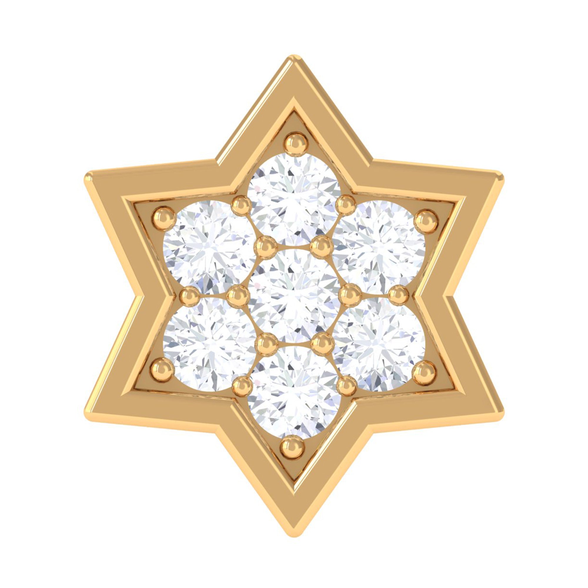Round Moissanite Star Earring for Cartilage Piercing