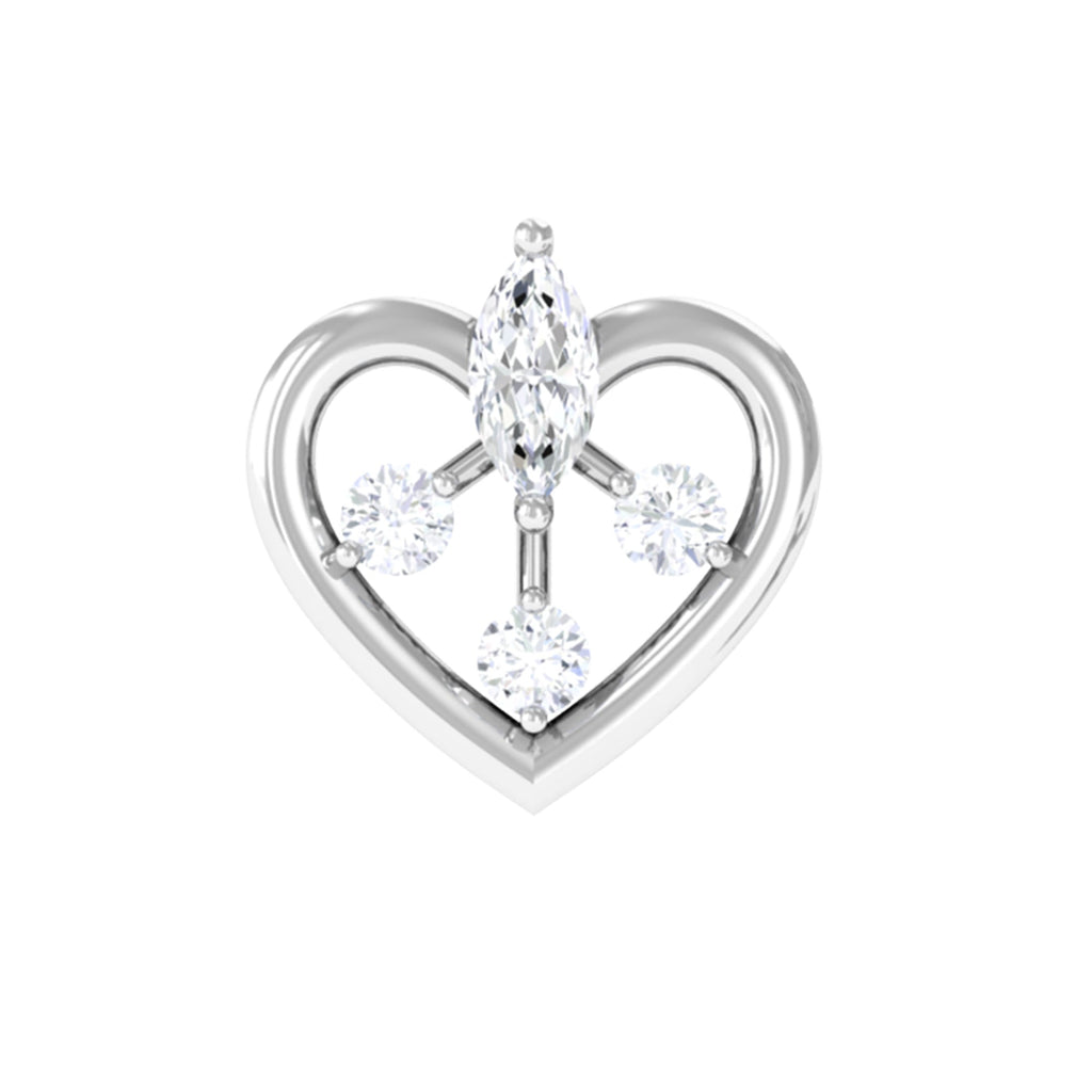 Genuine Diamond Heart Earring for Cartilage Piercing