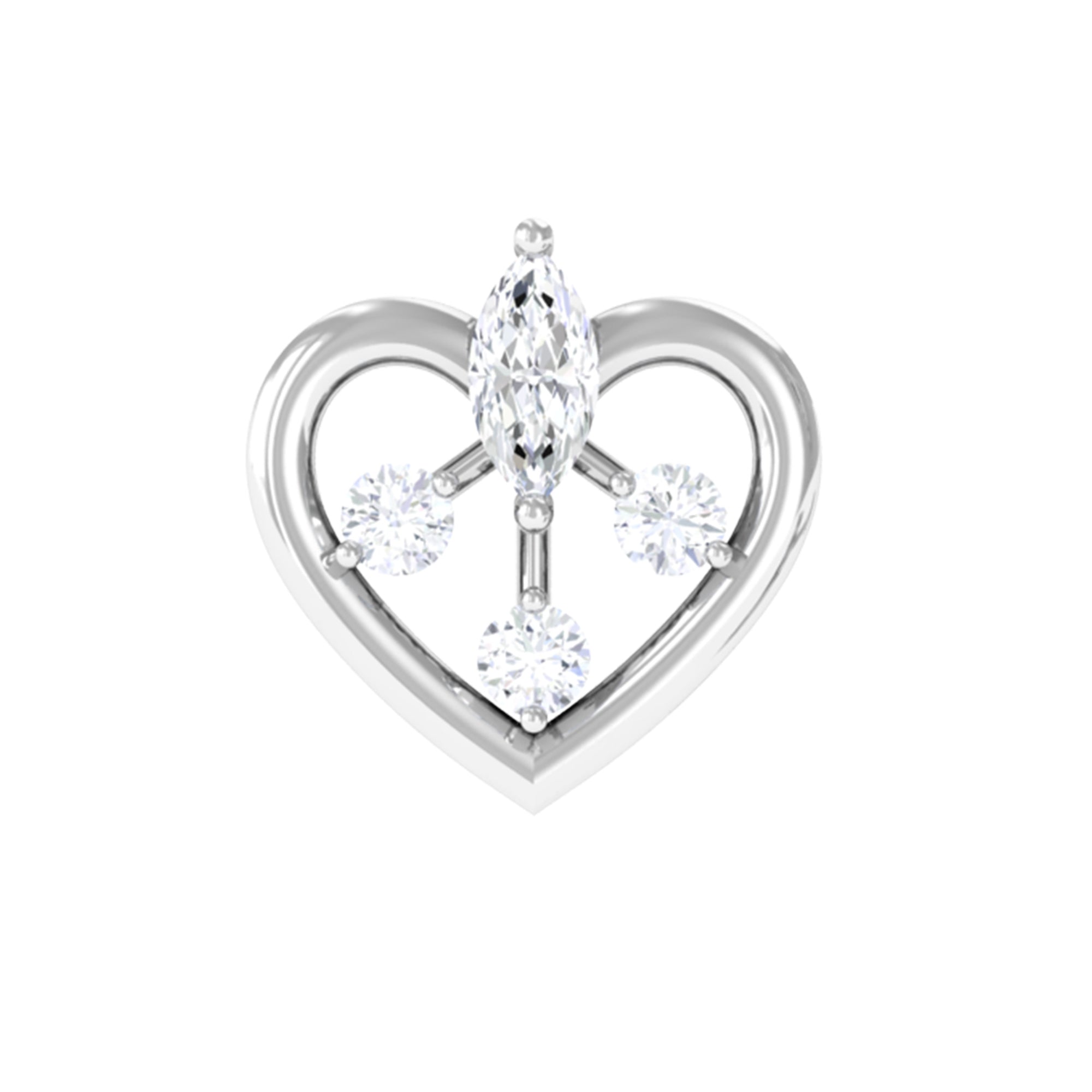Genuine Diamond Heart Earring for Cartilage Piercing