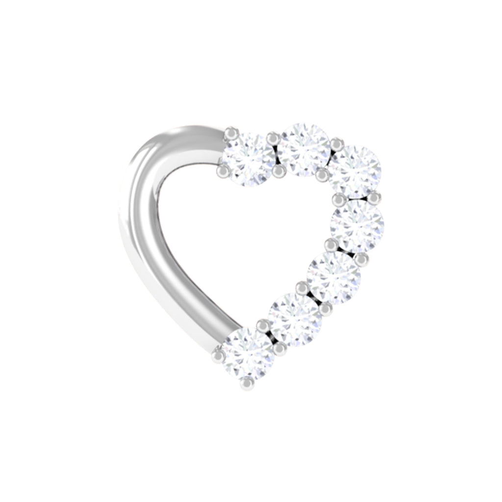 Genuine Diamond Open Heart Earring for Helix Piercing