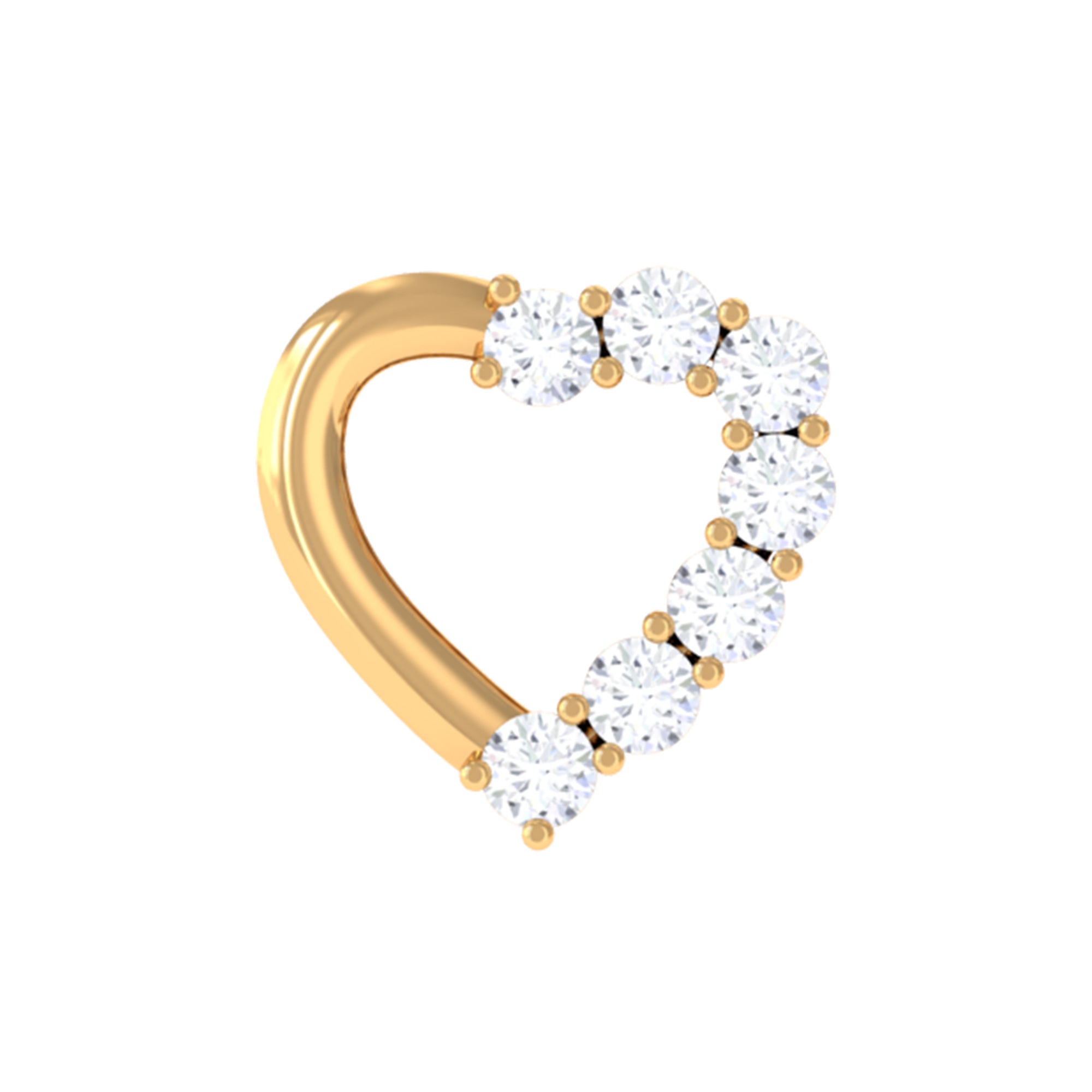 Genuine Diamond Open Heart Earring for Helix Piercing