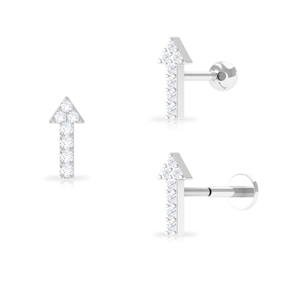 Minimal Diamond Arrow Forward Helix Earring