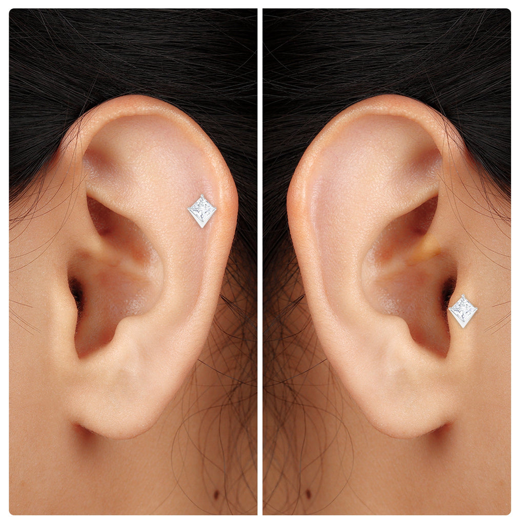 Princess Cut Moissanite Tragus Earring for Women
