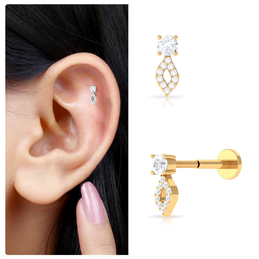 Natural Diamond Unique Tragus Earring