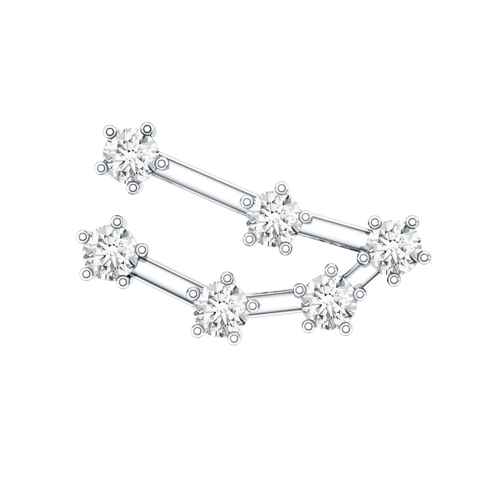 Certified Moissanite Capricorn Zodiac Ear Crawler Earring