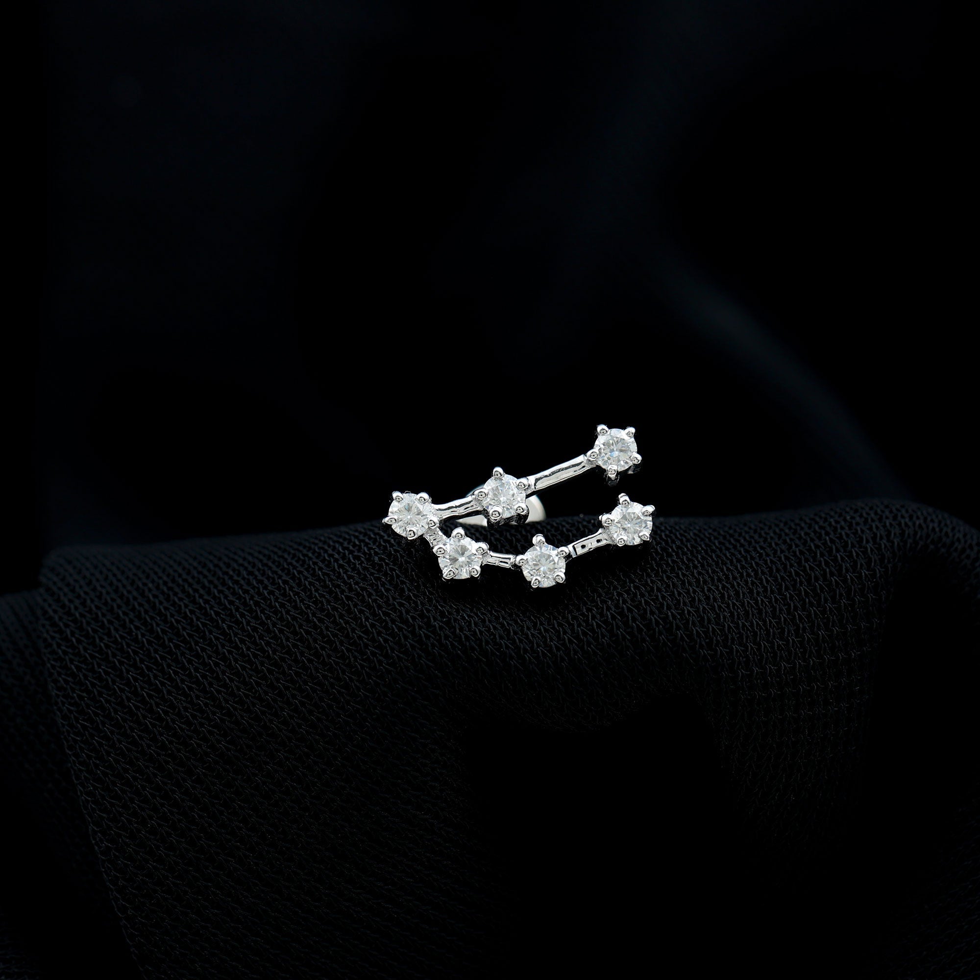 Certified Moissanite Capricorn Zodiac Ear Crawler Earring