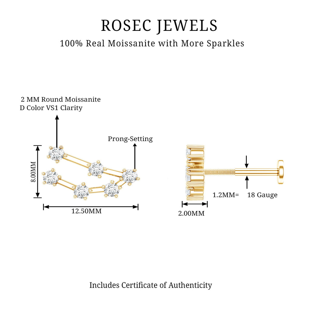 Certified Moissanite Capricorn Zodiac Ear Crawler Earring