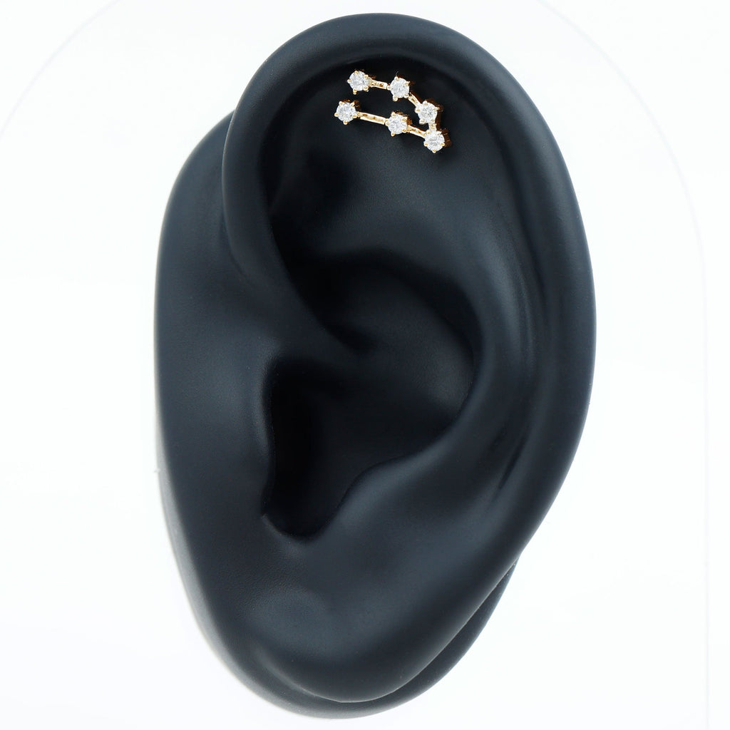 Certified Moissanite Capricorn Zodiac Ear Crawler Earring