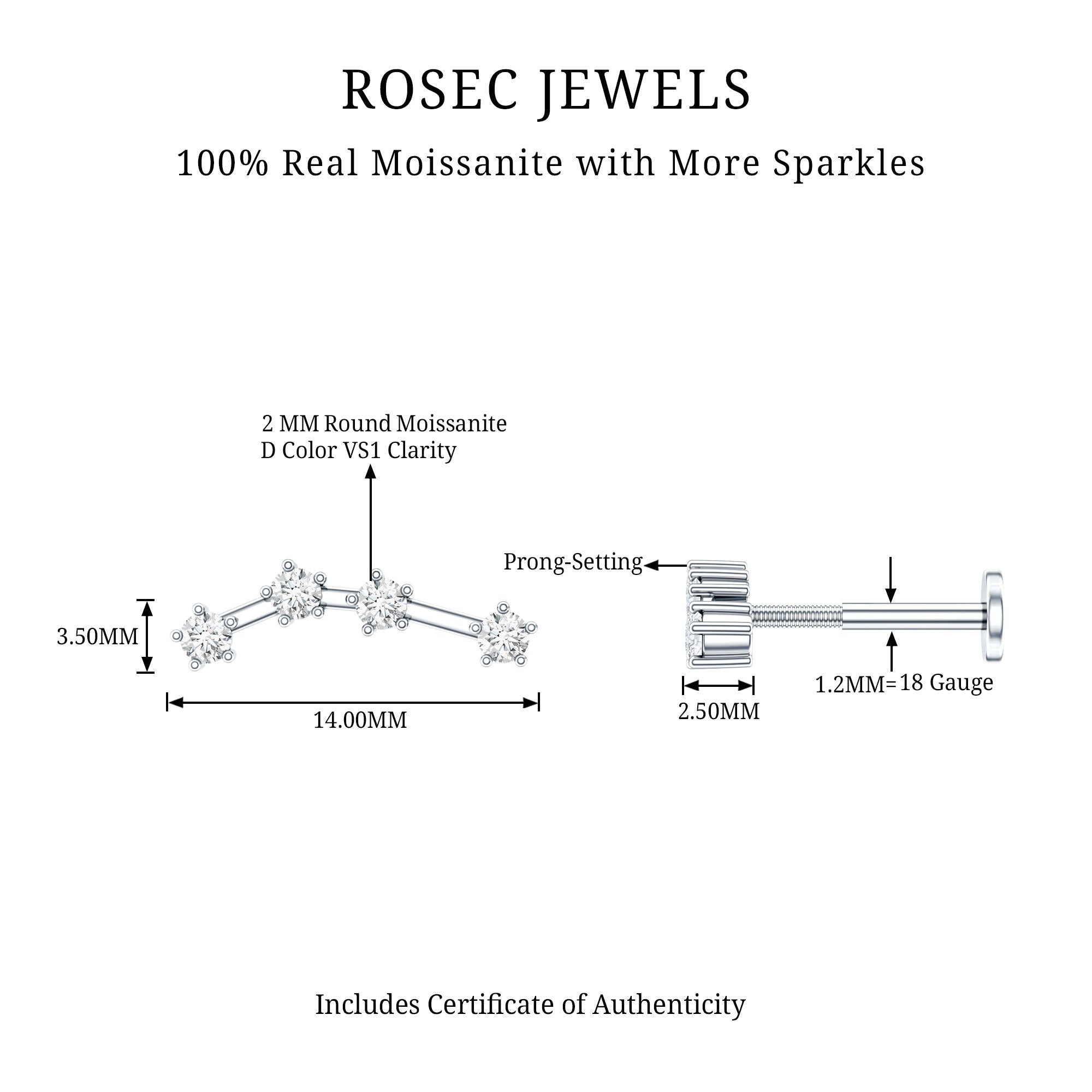 Moissanite Ear Climber Aquarius Earring