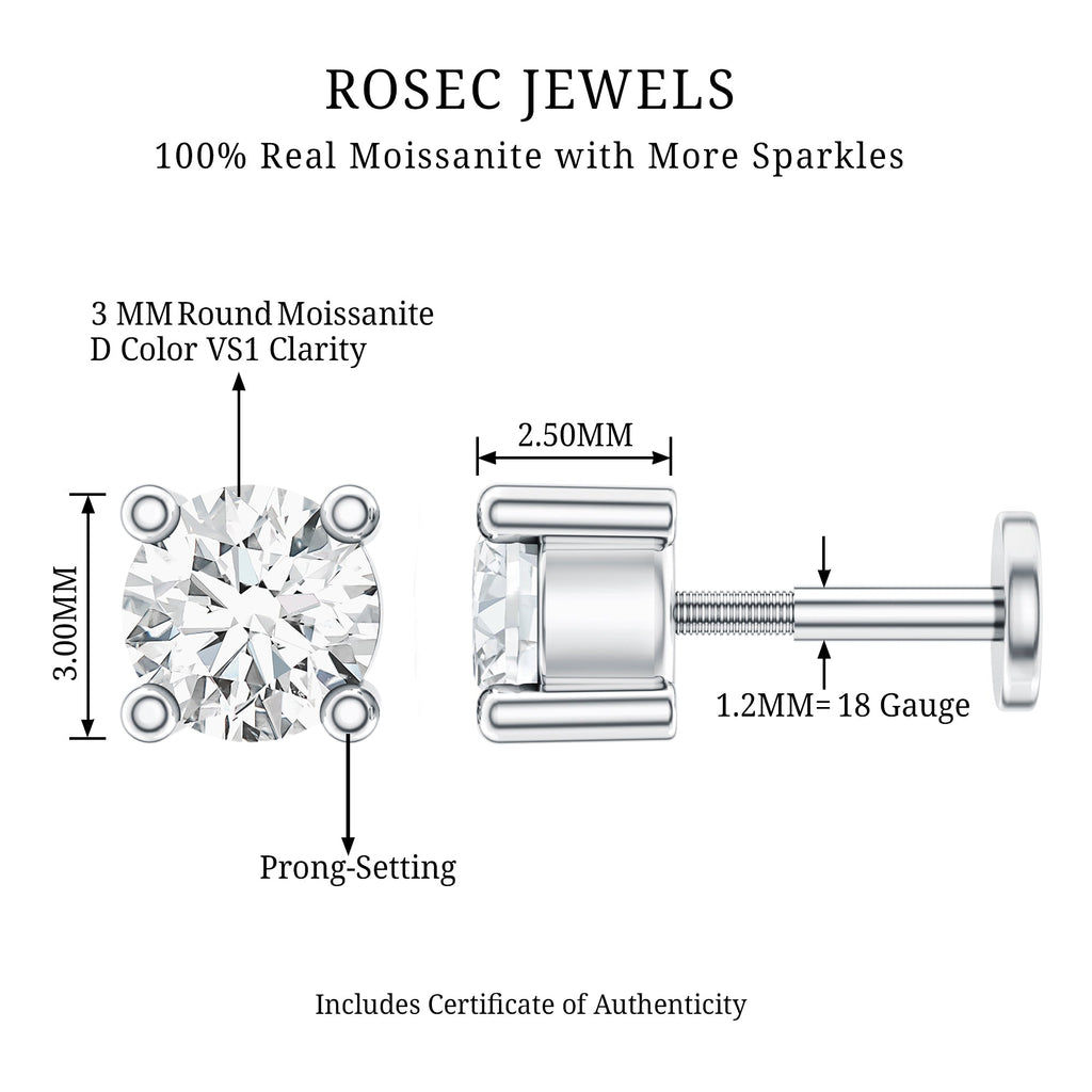 Dainty Moissanite Solitaire Conch Earring
