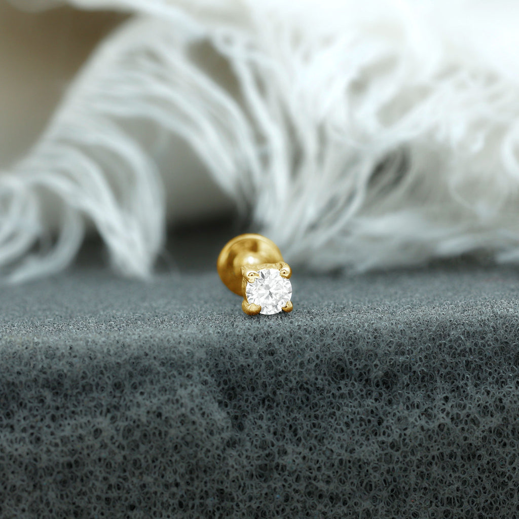 Dainty Moissanite Solitaire Conch Earring