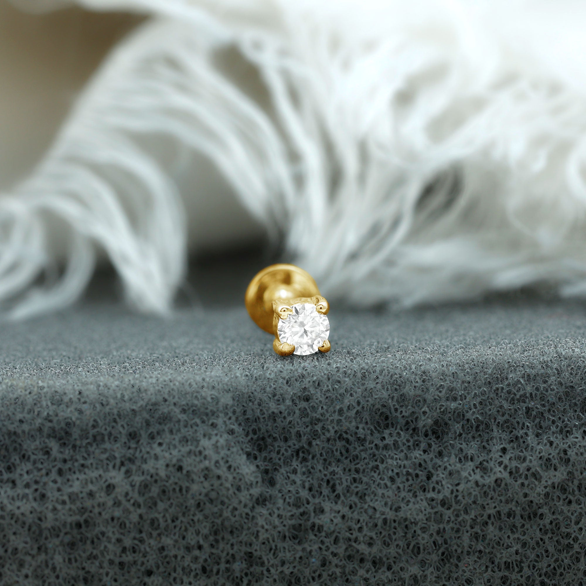 Dainty Moissanite Solitaire Conch Earring