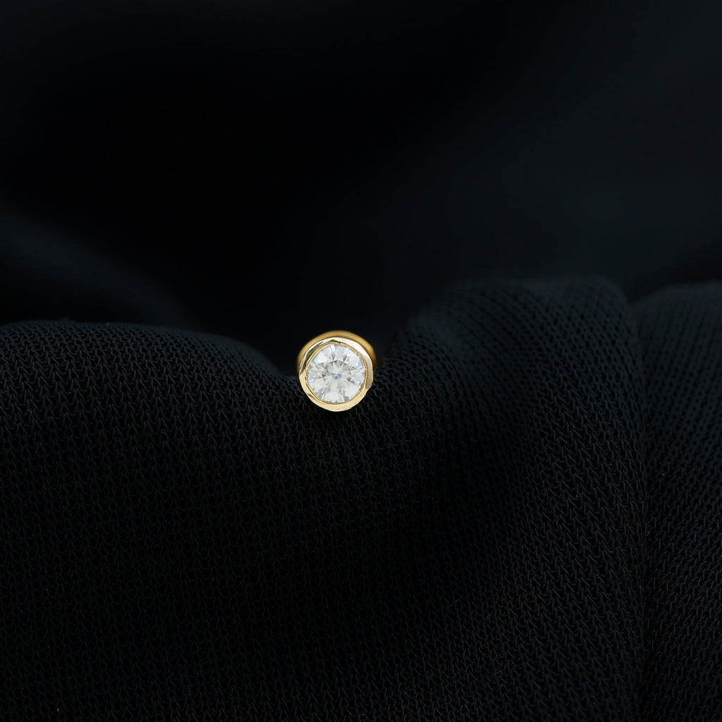Dainty Moissanite Conch Cartilage Earring in Bezel Setting