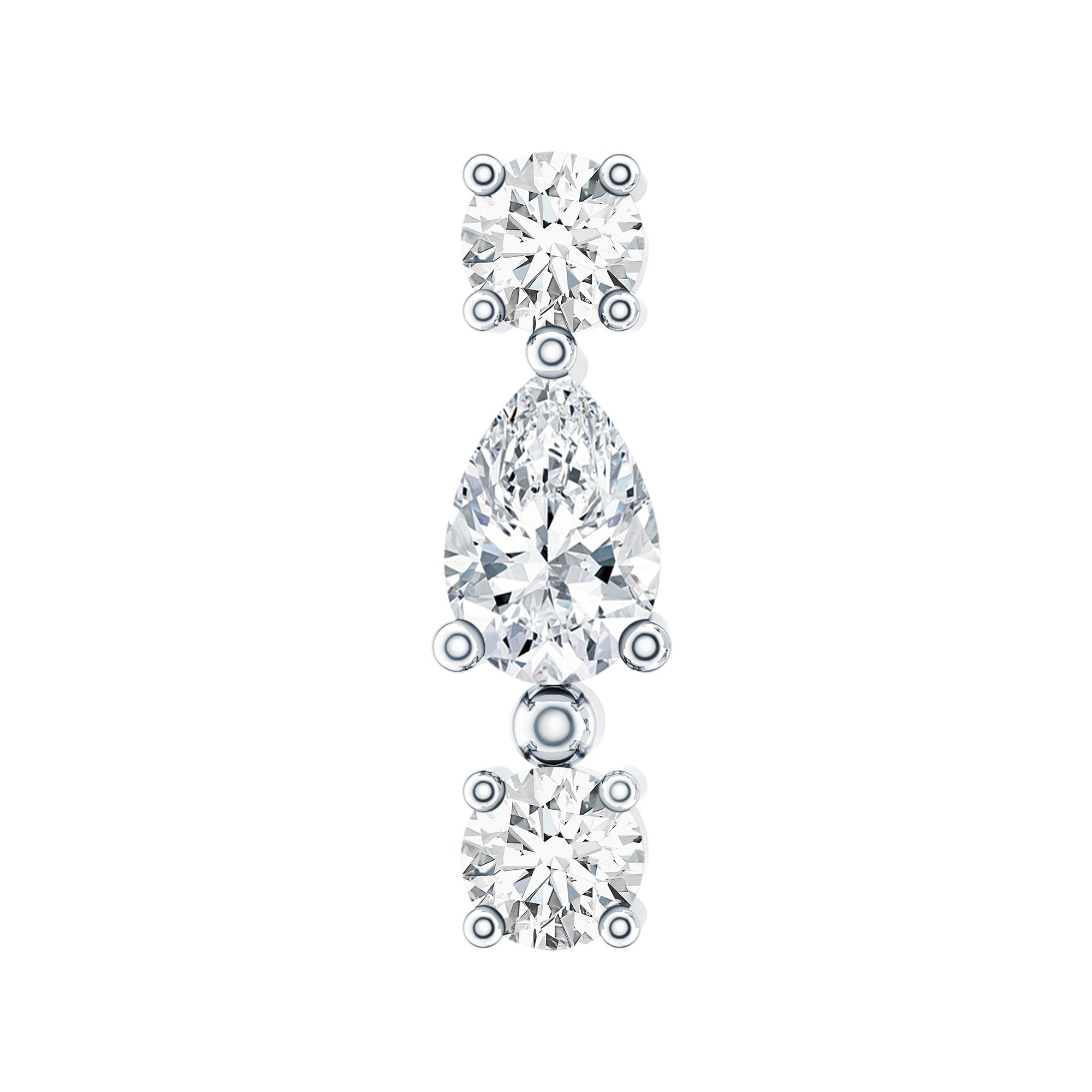 Certified Moissanite 3 Stone Tragus Earring