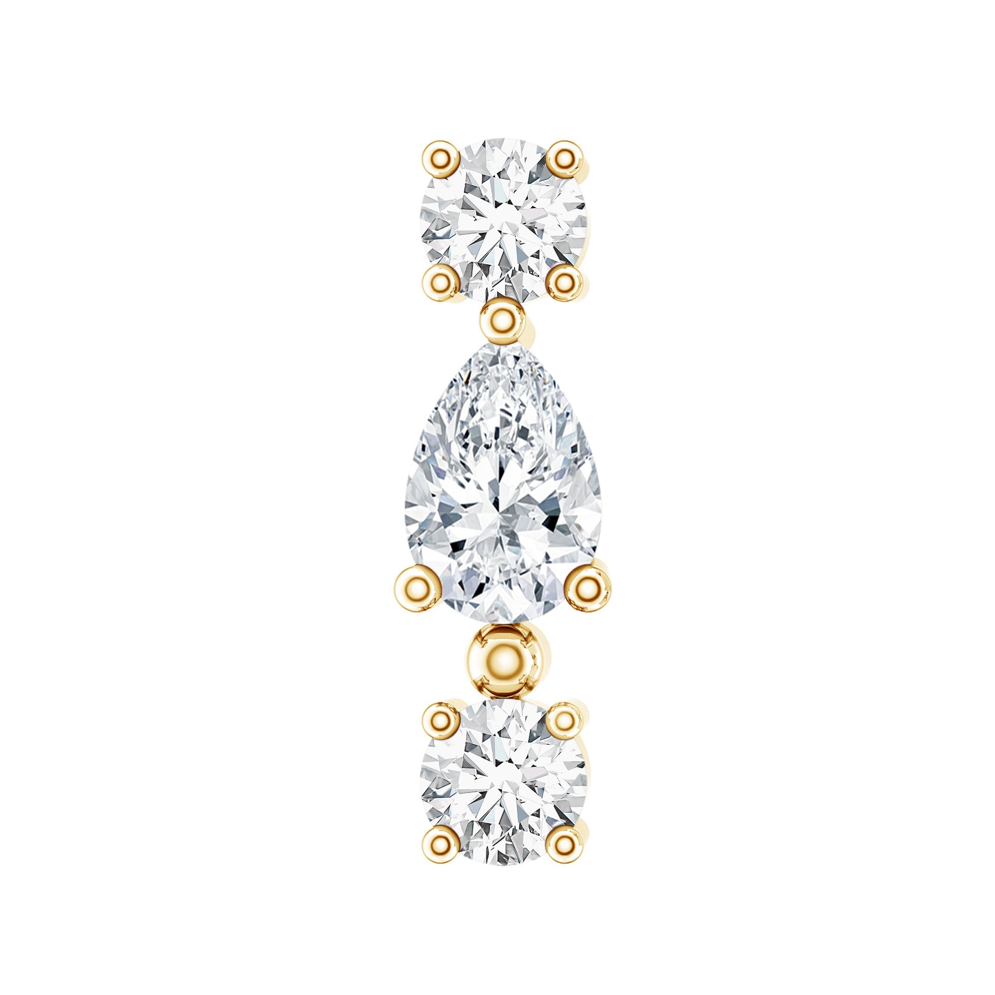 Certified Moissanite 3 Stone Tragus Earring