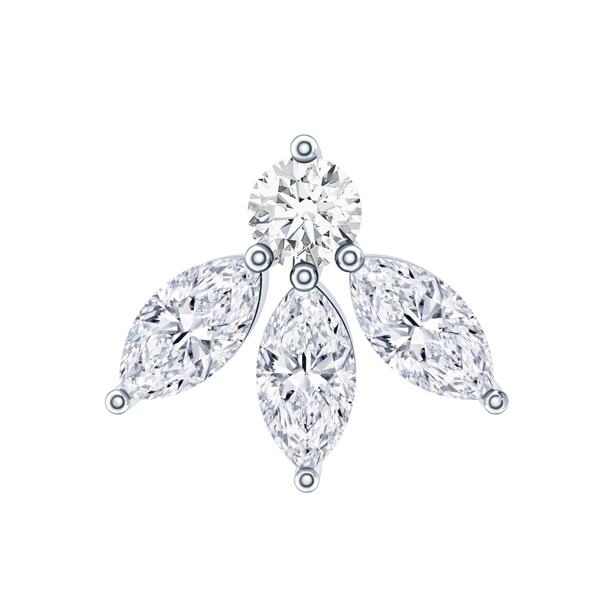 Certified Moissanite Leaf Piercing Earring