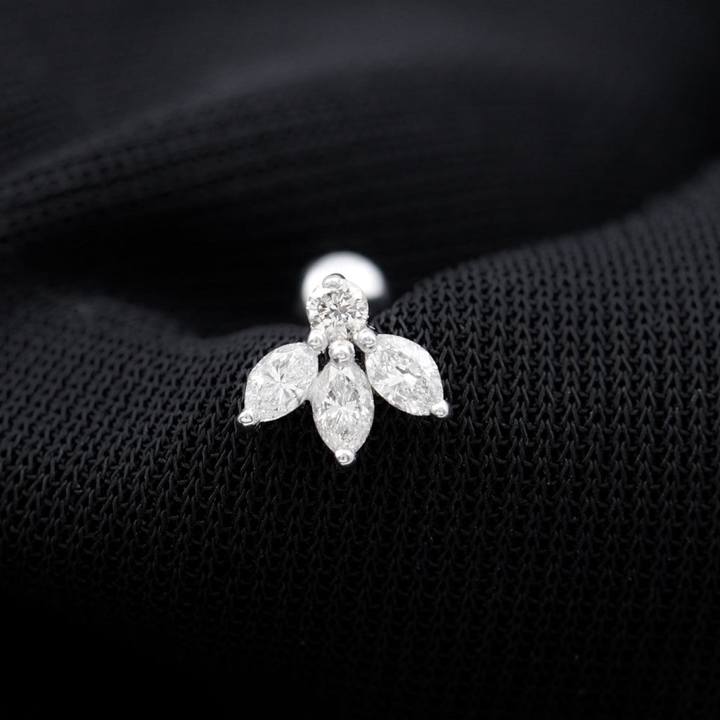 Certified Moissanite Leaf Piercing Earring