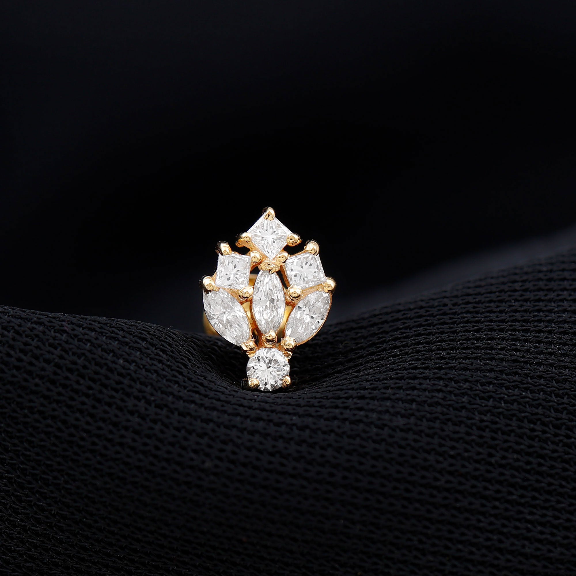 Moissanite Cluster Earring for Upper Lobe Piercing