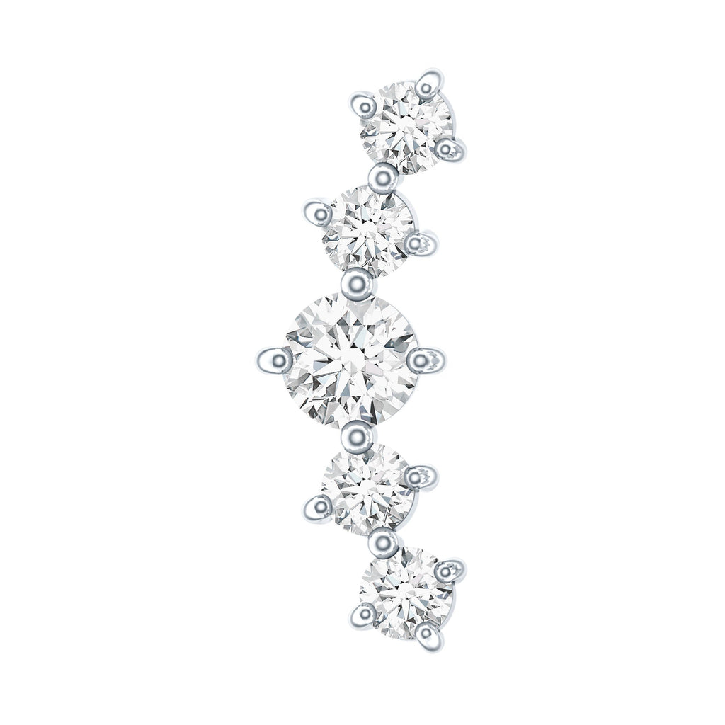 Certified Moissanite Curved Crawler Earring with Flat Back