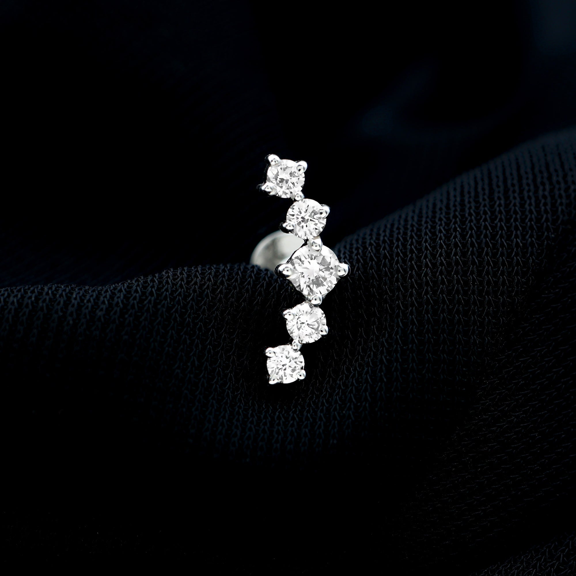 Certified Moissanite Curved Crawler Earring with Flat Back