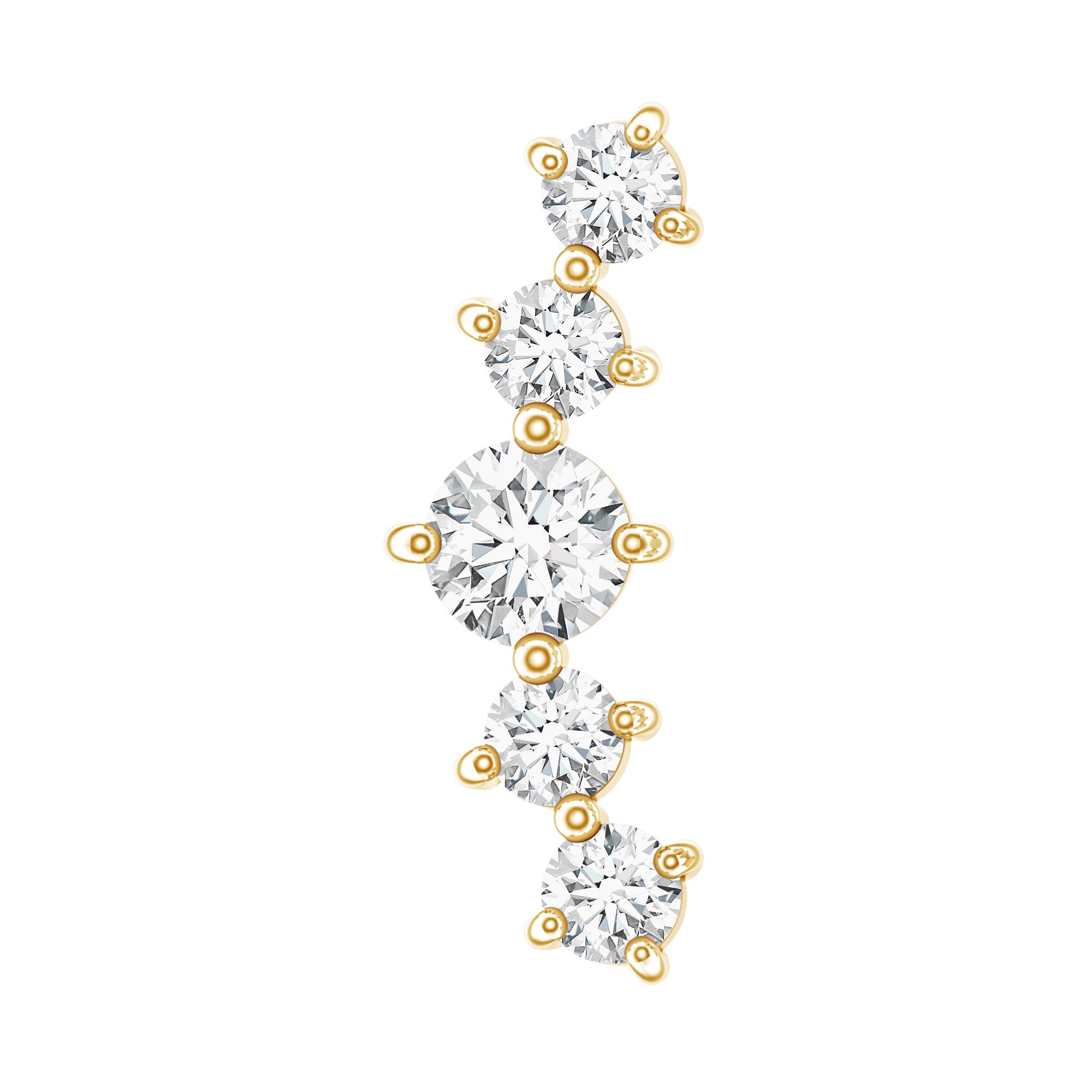 Certified Moissanite Curved Crawler Earring with Flat Back