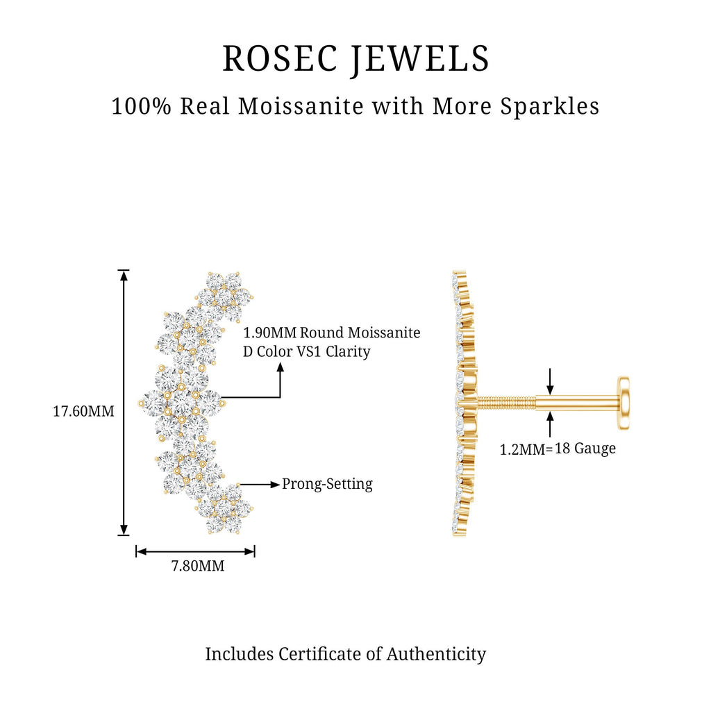 Exquisite Moissanite Flower Inspired Crawler Earring