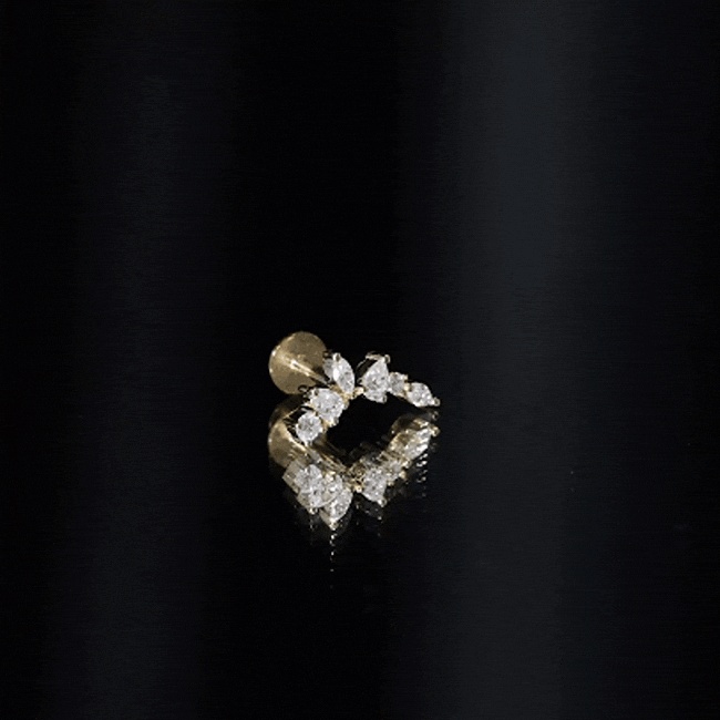 Diamond Helix Ear Crawler Earring with Flat Back