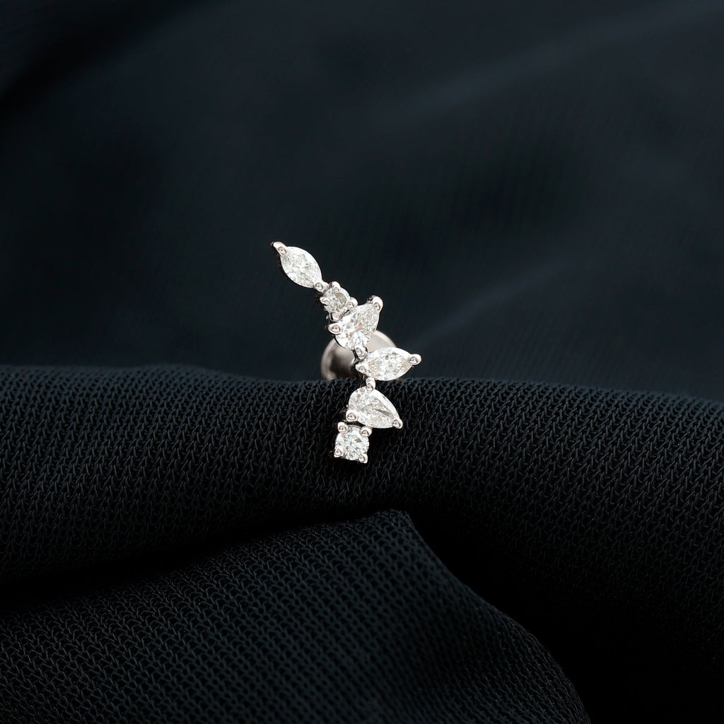 Diamond Helix Ear Crawler Earring with Flat Back