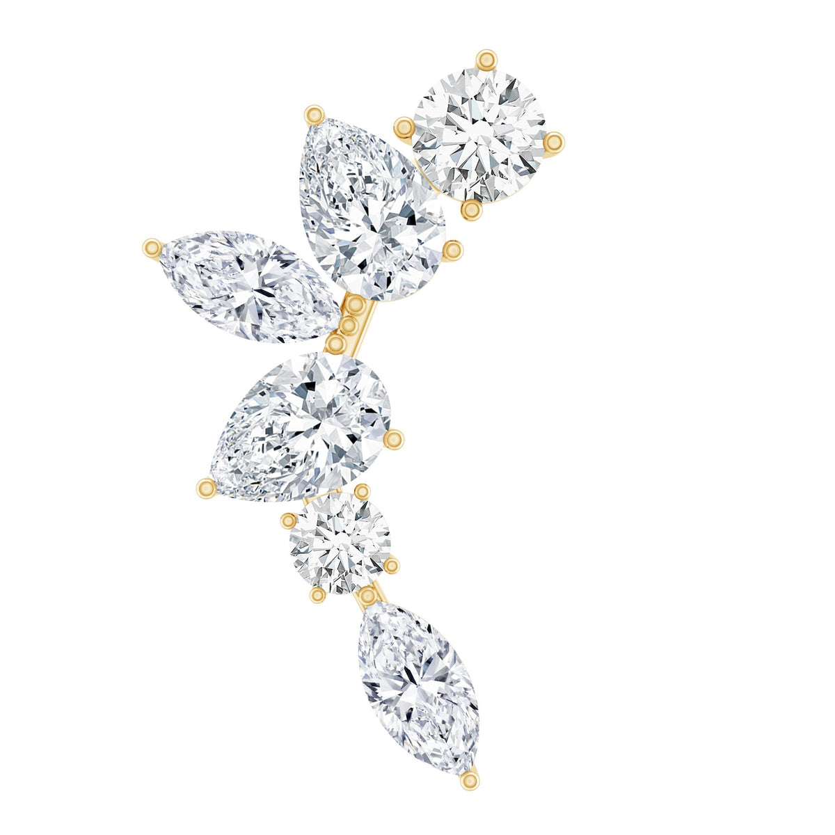 Diamond Helix Ear Crawler Earring with Flat Back