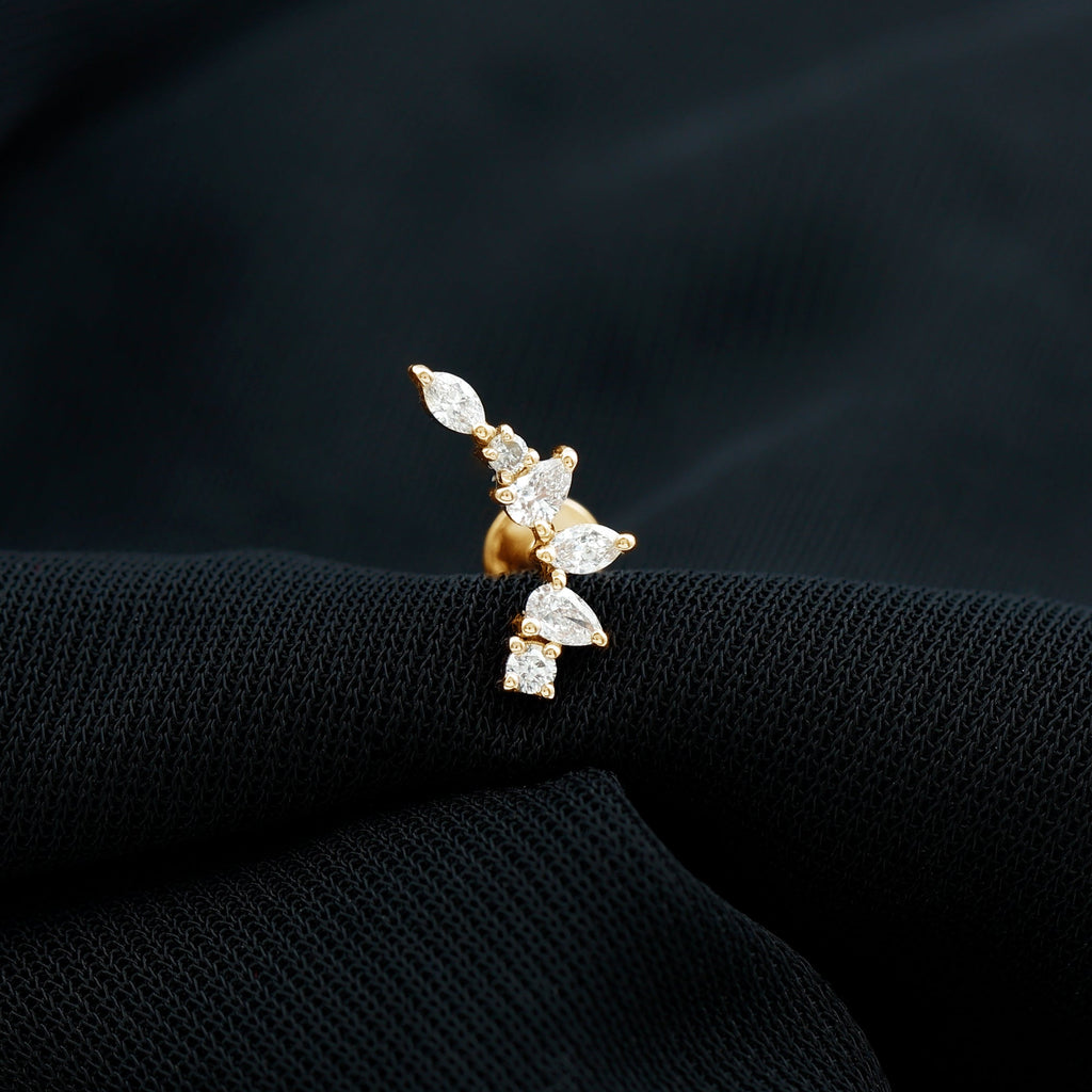 Diamond Helix Ear Crawler Earring with Flat Back