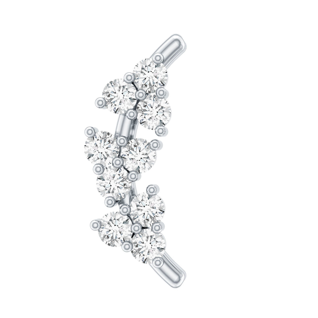 Natural Round Diamond Cluster Curved Helix Earring