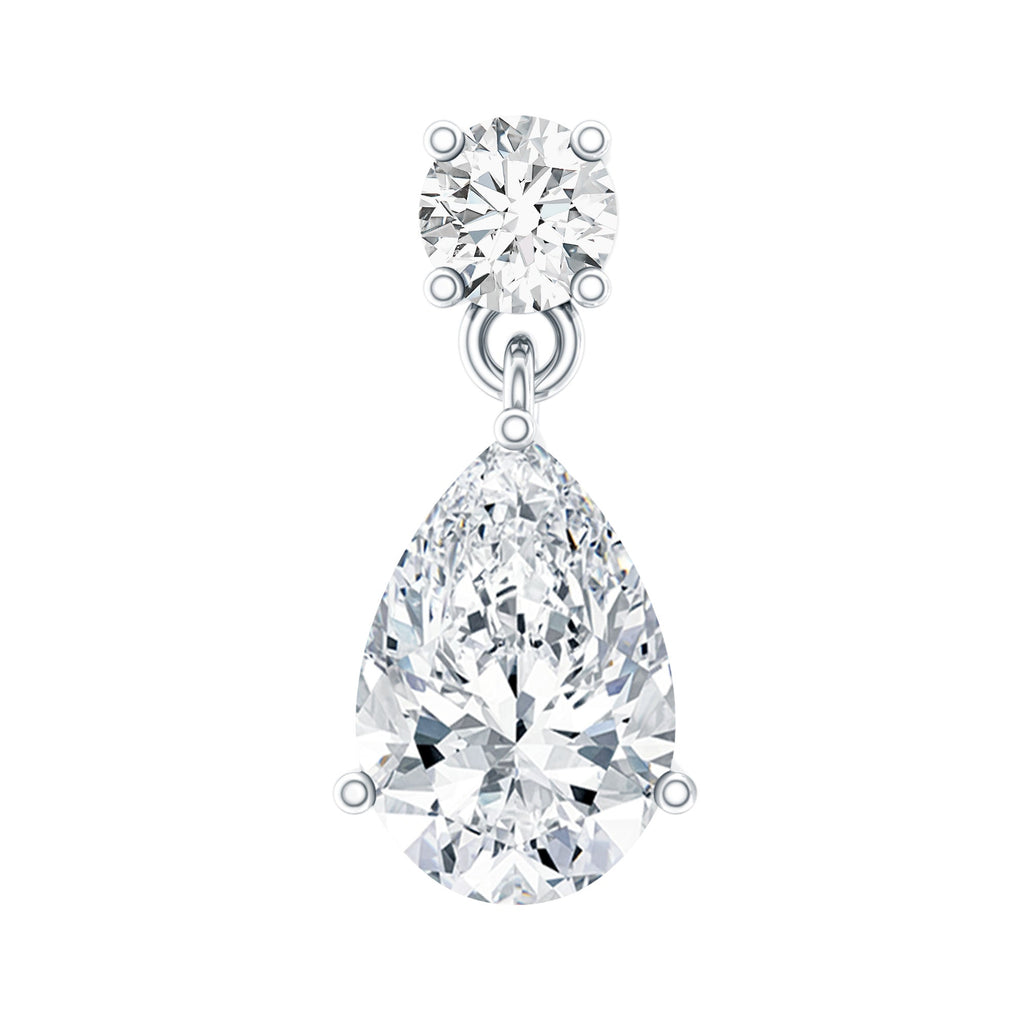 Pear and Round Cut Diamond Stud Drop Helix Earring