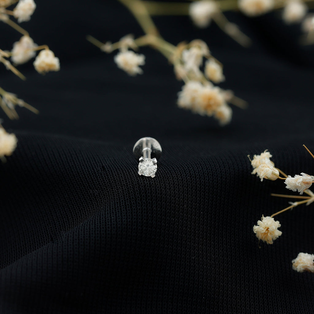 Minimalist Peg Head Set Diamond Nose Pin Stud