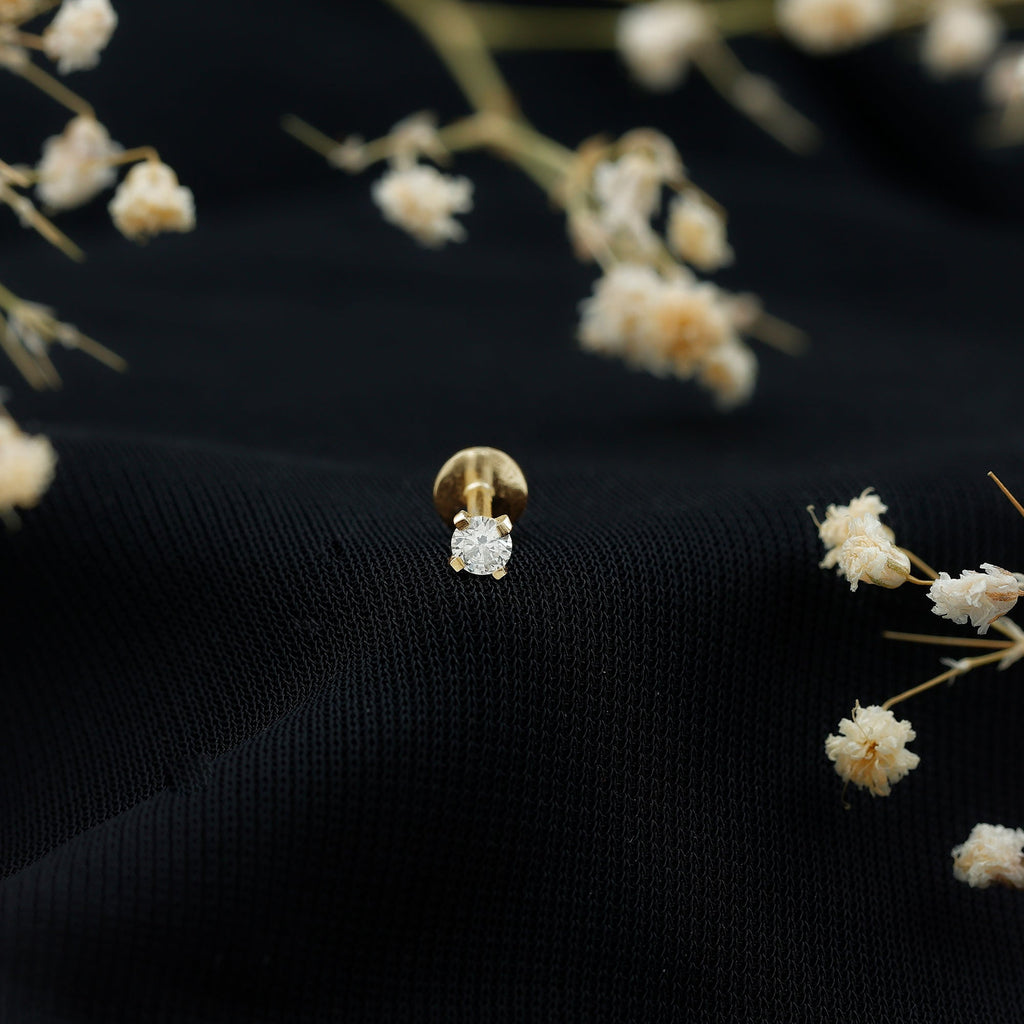 Minimalist Peg Head Set Diamond Nose Pin Stud